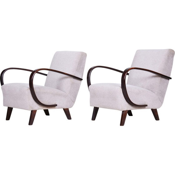 Image 1 of Pair of vintage Art Deco beech armchairs by Jindrich Halabala for UP Zavody, Czechoslovakia 1930