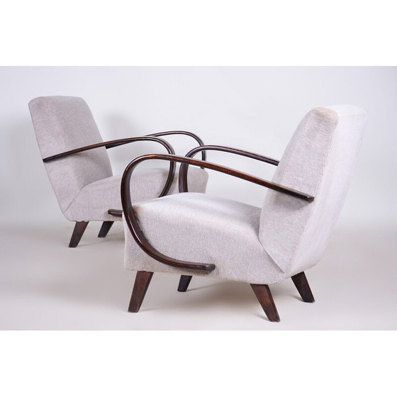 Image 1 of Pair of vintage Art Deco beech armchairs by Jindrich Halabala for UP Zavody, Czechoslovakia 1930