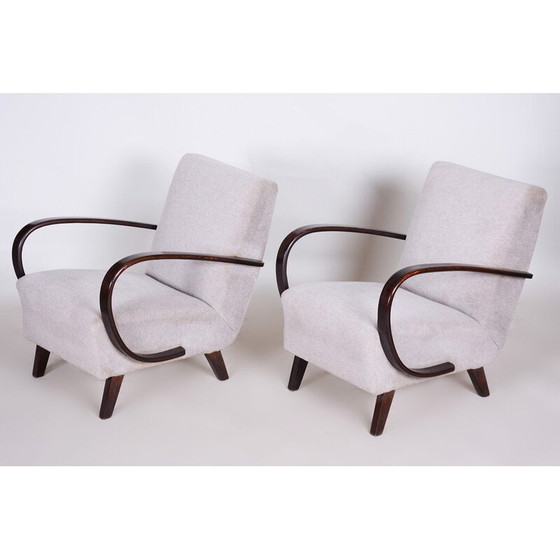 Image 1 of Pair of vintage Art Deco beech armchairs by Jindrich Halabala for UP Zavody, Czechoslovakia 1930