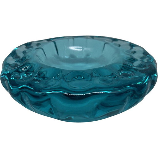 Tasca vuota vintage in cristallo blu, 1950