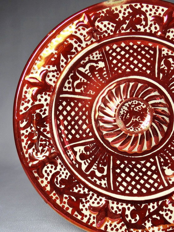 Image 1 of Hispano-Moorish Decorative Plate With Umbilic Antique Metal Enamel