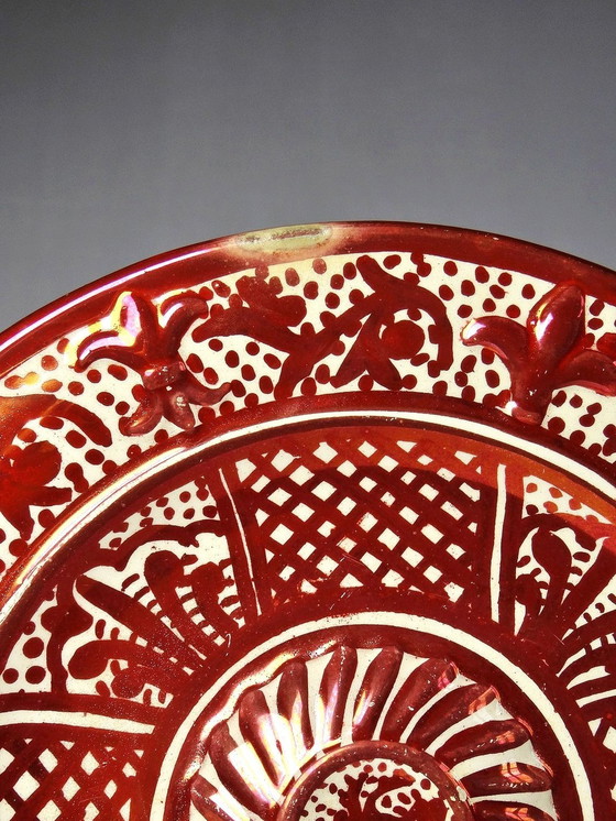 Image 1 of Hispano-Moorish Decorative Plate With Umbilic Antique Metal Enamel