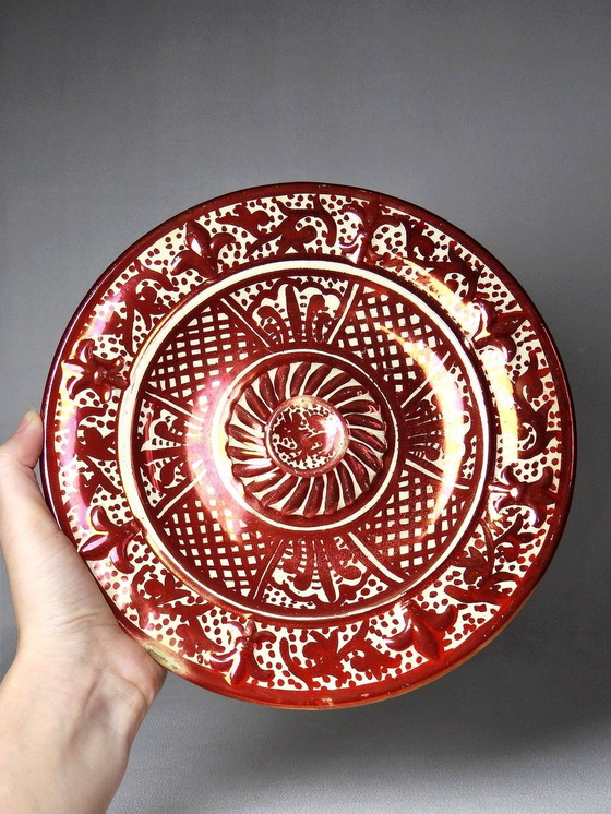 Image 1 of Hispano-Moorish Decorative Plate With Umbilic Antique Metal Enamel