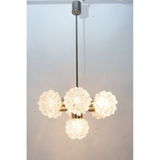 Image 1 of Lampadario vintage in vetro molato per Kamenický Šenov, Cecoslovacchia 1970