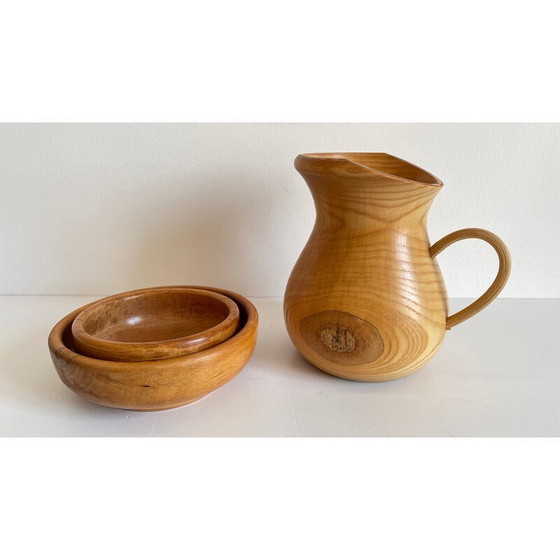 Image 1 of Set of 3 vintage turned wooden pots