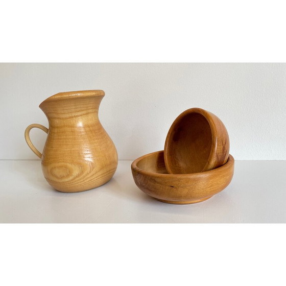 Image 1 of Set of 3 vintage turned wooden pots