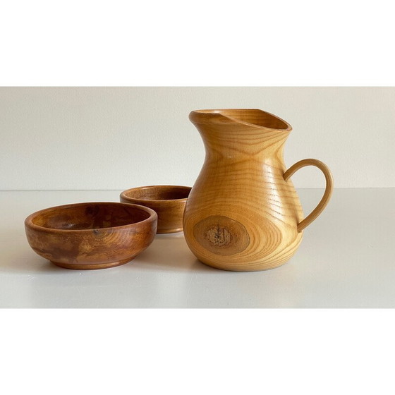 Image 1 of Set of 3 vintage turned wooden pots