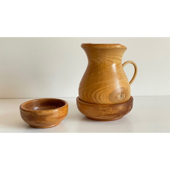 Image 1 of Set of 3 vintage turned wooden pots