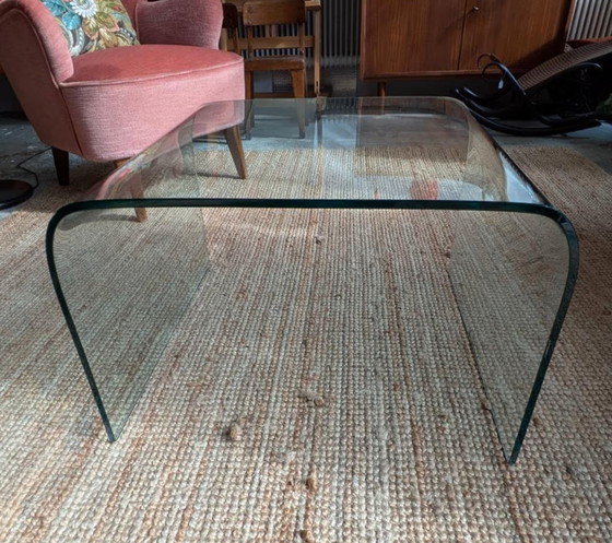 Image 1 of Glass Waterfall Side Table Coffee Table , 1980s