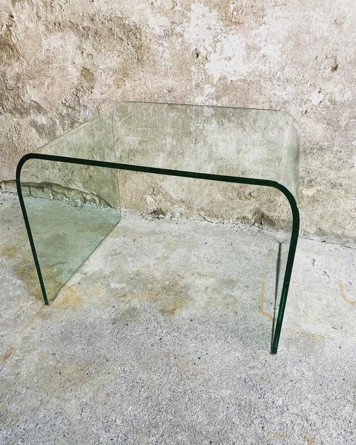 Glass Waterfall Side Table Coffee Table , 1980s