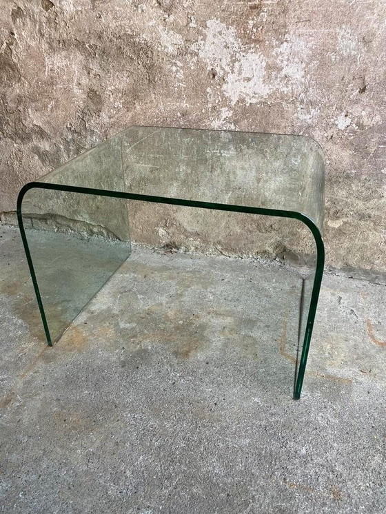 Image 1 of Glass Waterfall Side Table Coffee Table , 1980s