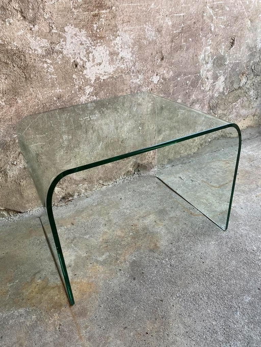 Glass Waterfall Side Table Coffee Table , 1980s