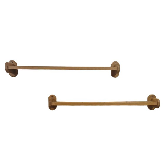 Image 1 of Pair of vintage shelves in solid light oak by Guillerme Et Chambron