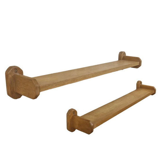 Image 1 of Pair of vintage shelves in solid light oak by Guillerme Et Chambron