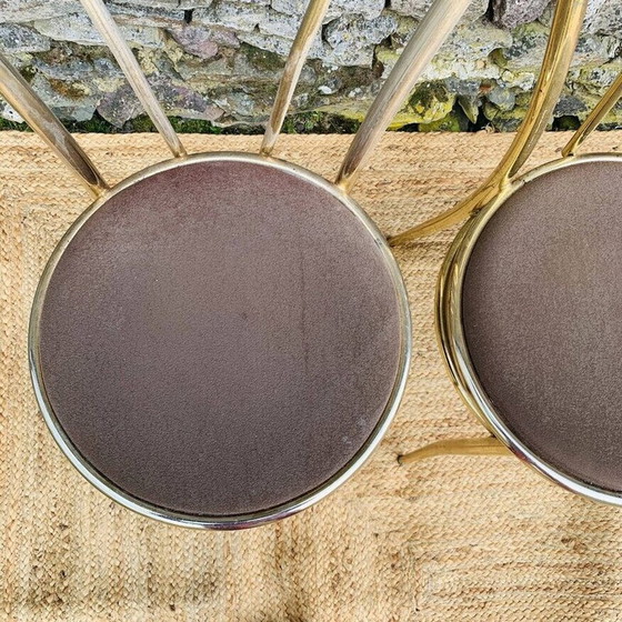 Image 1 of Set di 4 sedie vintage in metallo dorato