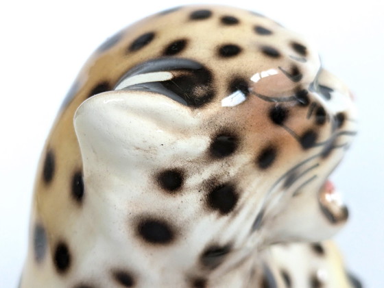 Image 1 of Porcelain Leopard Figurine | Ronzan Italia | 1960'S