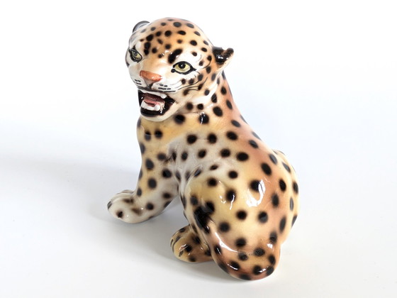 Image 1 of Porcelain Leopard Figurine | Ronzan Italia | 1960'S