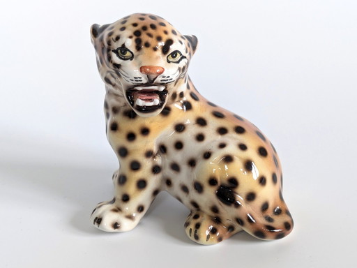 Porcelain Leopard Figurine | Ronzan Italia | 1960'S