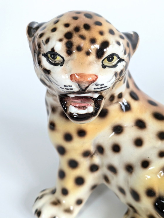 Image 1 of Porcelain Leopard Figurine | Ronzan Italia | 1960'S