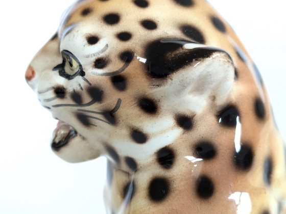 Image 1 of Porcelain Leopard Figurine | Ronzan Italia | 1960'S