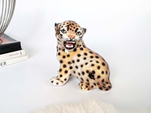 Porcelain Leopard Figurine | Ronzan Italia | 1960'S