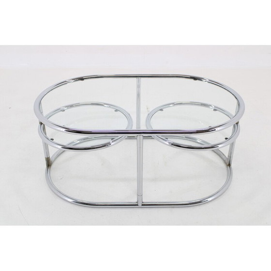 Image 1 of Vintage tubular chrome and glass coffee table, Germany 1980