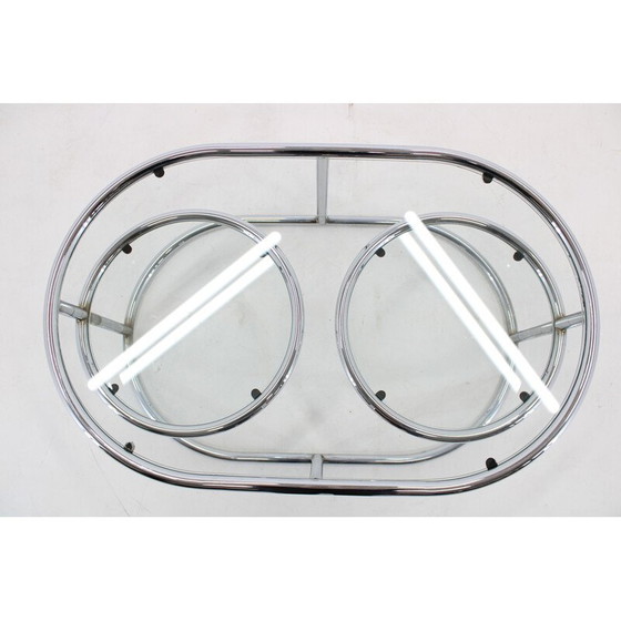 Image 1 of Vintage tubular chrome and glass coffee table, Germany 1980