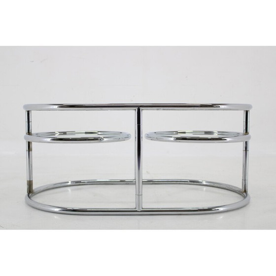 Image 1 of Vintage tubular chrome and glass coffee table, Germany 1980