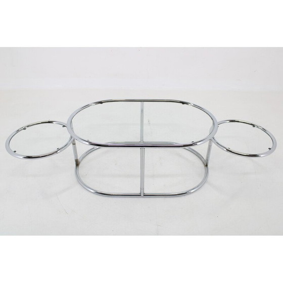 Image 1 of Vintage tubular chrome and glass coffee table, Germany 1980
