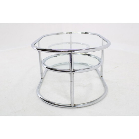 Image 1 of Vintage tubular chrome and glass coffee table, Germany 1980