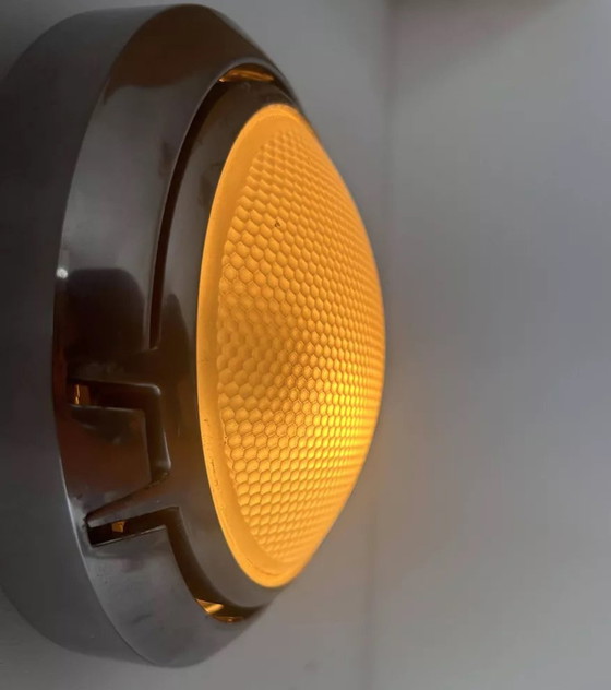 Image 1 of 2X D'Applique Vintage, Chrome Et Verre Sablé Alvéolé, Italy 1980