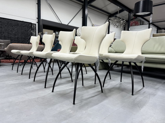 Image 1 of 4 Leolux Callas dining chairs Egret leather