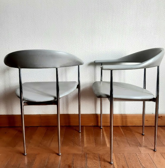 Image 1 of 2x chaises design P40 Vegni et Gualtierotti pour Fasem, 1980