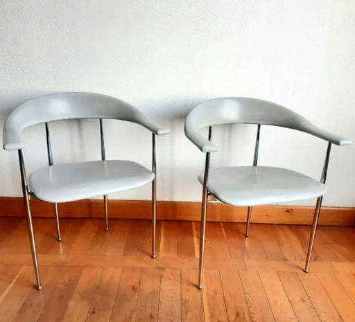 2x chaises design P40 Vegni et Gualtierotti pour Fasem, 1980