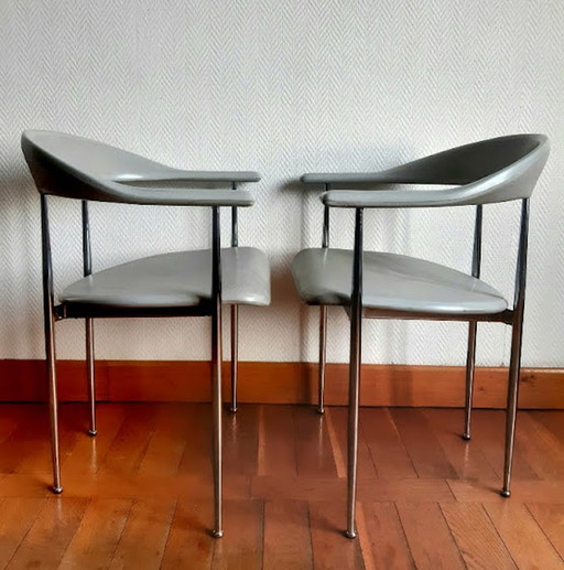 2x chaises design P40 Vegni et Gualtierotti pour Fasem, 1980