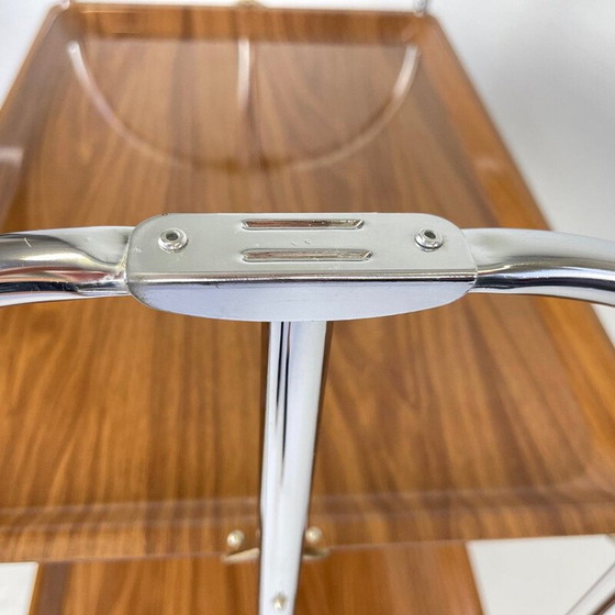 Image 1 of Vintage chrome and plywood folding serving cart, Germany 1950