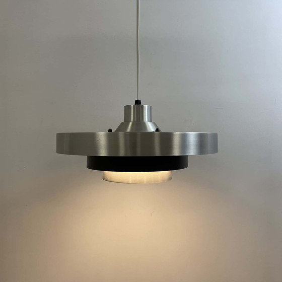 Image 1 of Danish pendant lamp stainless steel and Black rings