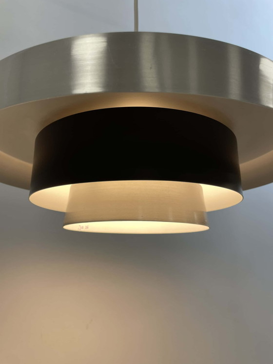 Image 1 of Danish pendant lamp stainless steel and Black rings