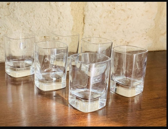Image 1 of Decantador de whisky de cristal con 6 vasos de Luigi Bormioli, década de 1970, juego de 7