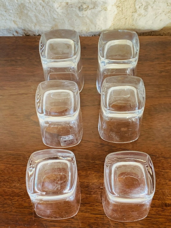 Image 1 of Decantador de whisky de cristal con 6 vasos de Luigi Bormioli, década de 1970, juego de 7