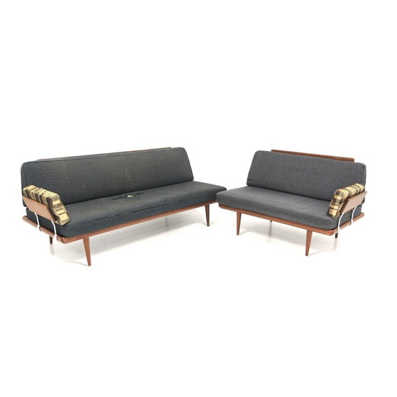 Image 1 of Vintage "Minerva" teak and fabric daybeds by Peter Hvidt and Orla Mölgaard Nielsen for France et fils, Denmark 1960