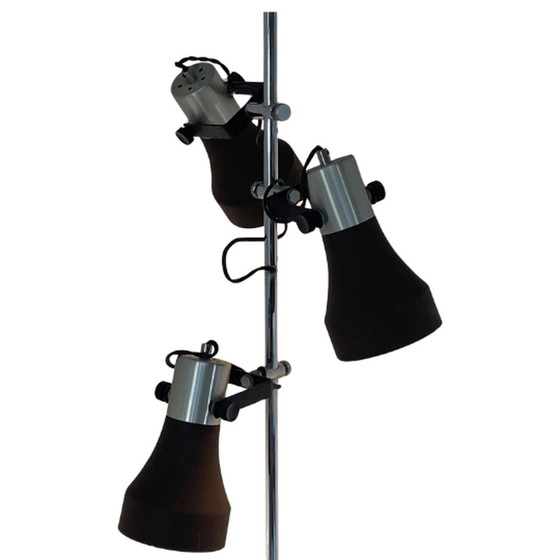 Image 1 of Philips - Floor lamp with three adjustable spots - Chrome and Brown shades - Dutch design