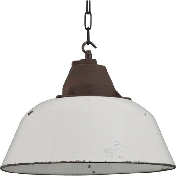 Image 1 of Vintage factory steel pendant lamp, Hungary