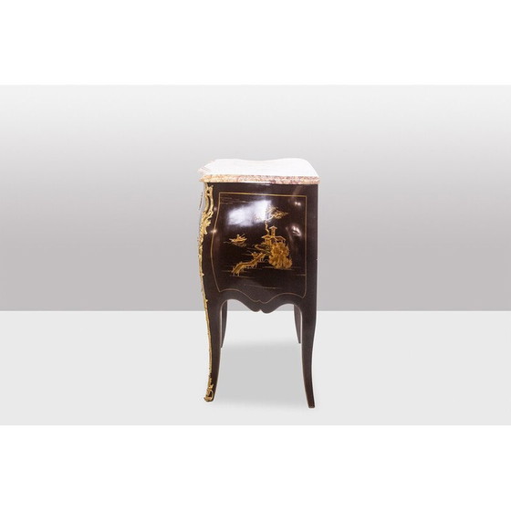 Image 1 of Pair of vintage "sautéuse" chests of drawers in lacquer and bronze, 1950