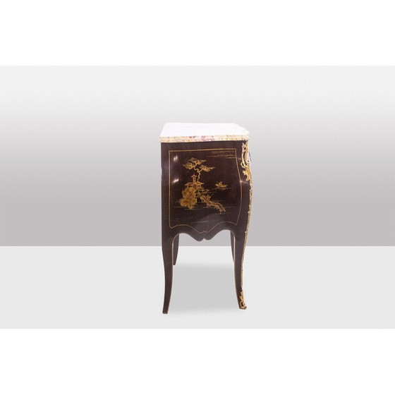 Image 1 of Pair of vintage "sautéuse" chests of drawers in lacquer and bronze, 1950