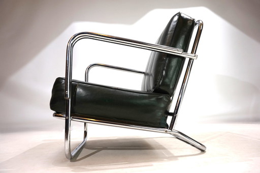 Art Deco Tubular Steel Armchair In The Style Of Gilbert Rhode Troy Sunshade, 1930