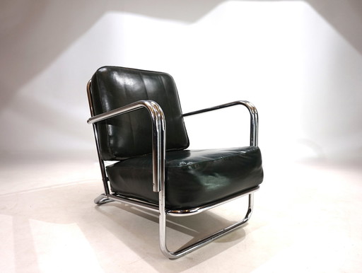 Art Deco Tubular Steel Armchair In The Style Of Gilbert Rhode Troy Sunshade, 1930