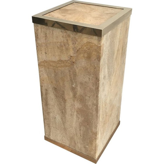 Image 1 of Vintage column Travertine and Brass 1970