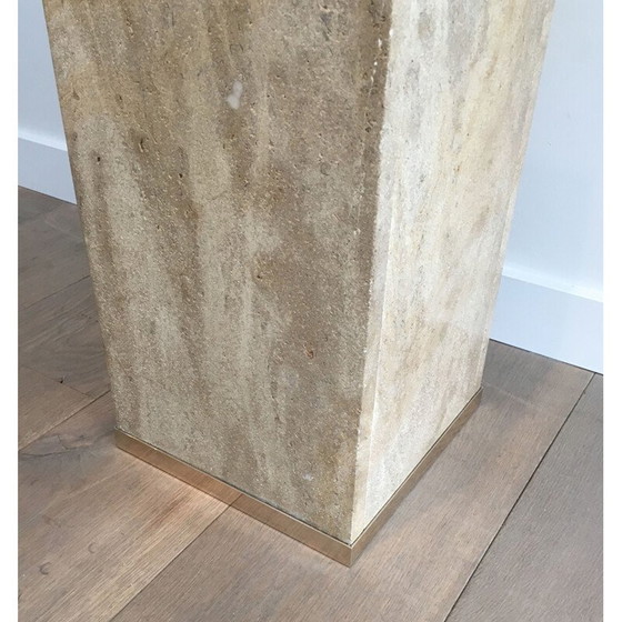 Image 1 of Vintage column Travertine and Brass 1970