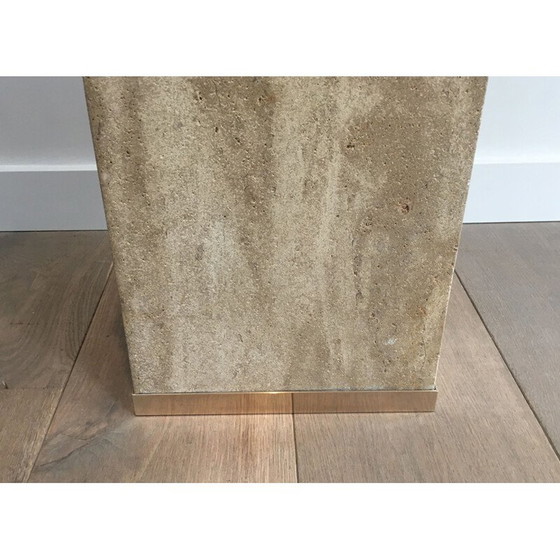 Image 1 of Vintage column Travertine and Brass 1970
